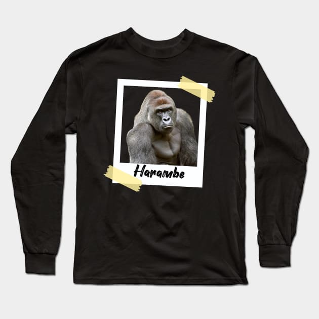 Harambe Polaroid Long Sleeve T-Shirt by AwkwardTurtle